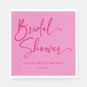 Hot Pink Modern Minimalist Bridal Shower Napkins