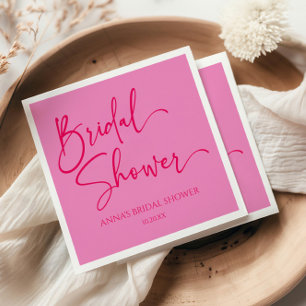 Hot Pink Modern Minimalist Bridal Shower Napkins