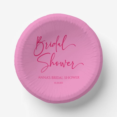 Hot Pink Modern Minimalist Bridal Shower Paper Bowls