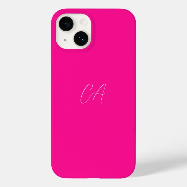 Hot Pink Modern Monogram Case-Mate iPhone Case (Back)