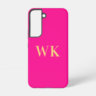 Hot Pink Modern Monogram Initials Samsung Galaxy S22 Case