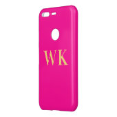 Hot Pink Modern Monogram Initials Uncommon Google Pixel Case (Back/Left)