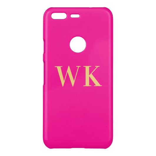 Hot Pink Modern Monogram Initials Uncommon Google Pixel Case (Back)