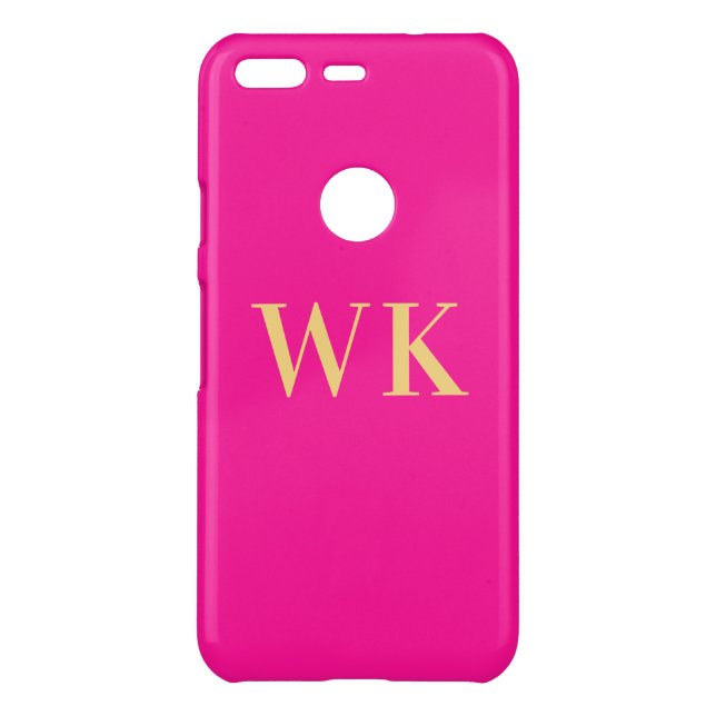 Hot Pink Modern Monogram Initials Uncommon Google Pixel Case (Back)