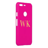 Hot Pink Modern Monogram Initials Uncommon Google Pixel Case (Back/Right)