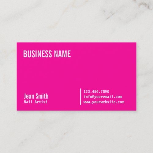 Chic Neon Pink Nail Art Business Card