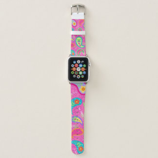 Hot Pink  Modern Paisley Pattern Trendy Apple Watch Band