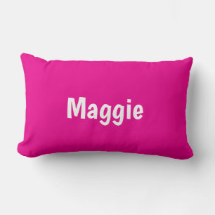 Hot Pink Modern Personalized Name Lumbar Pillow