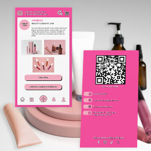 Hot Pink Modern Professional Techy Cosmetic Brand Business Card