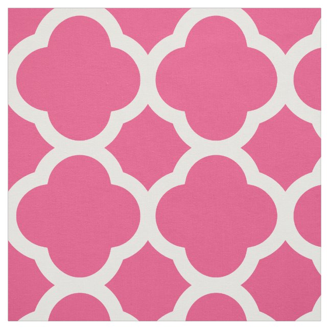 Hot Pink Modern Quatrefoil Large Scale Fabric (Swatch)