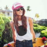 Hot Pink Modern Rectangular Logo Promo Trucker Hat<br><div class="desc">Add your own modern style rectangular hot pink or other color business logo image to create promotional trucker hat. This design can be adapted for other logo shapes. You can change the font size for the text to match your business needs. You can also customize the bright pink text color...</div>