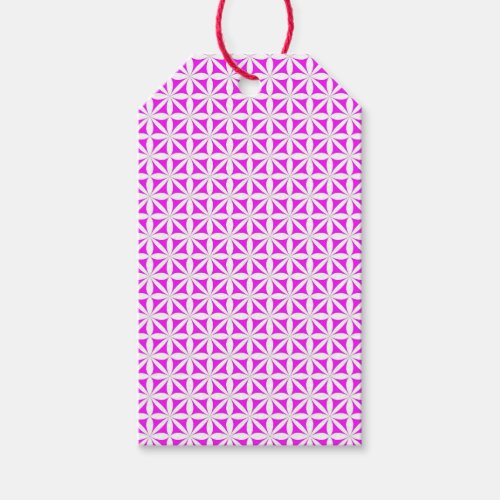 Hot Pink Modern  Retro Flower Print  Gift Tags