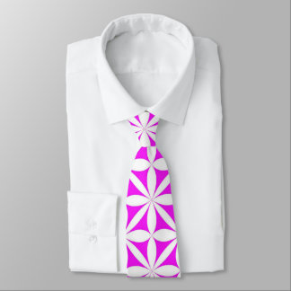 Hot Pink Modern / Retro Flower Print Neck Tie