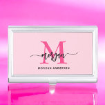 Hot Pink Modern Script Girly Monogram Name Business Card Case<br><div class="desc">Make a professional statement with our Hot Pink Modern Script Girly Monogram Name Business Card Case! This sleek and stylish case features a bold hot pink design, personalized with your name in an elegant modern script for a chic, custom touch. Perfect for carrying and protecting your business cards, it combines...</div>