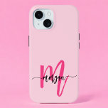 Hot Pink Modern Script Girly Monogram Name iPhone 15 Case<br><div class="desc">Protect your phone in style with our Hot Pink Modern Script Girly Monogram Name iPhone 15 Case! Featuring a vibrant hot pink design, this case is personalized with your name in a chic modern script for a custom touch. Designed for the iPhone 15, it offers durable protection against scratches and...</div>