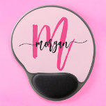 Hot Pink Modern Script Girly Monogram Name Gel Mouse Pad<br><div class="desc">Add a pop of color to your workspace with our Hot Pink Modern Script Girly Monogram Name Mouse Pad! Featuring a vibrant hot pink design and personalized with your name in a chic modern script, this mouse pad blends style with practicality. The smooth surface ensures precise mouse movements, while the...</div>