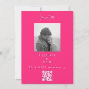 Hot Pink Modern Simplicity B/W Photo  Save The Date