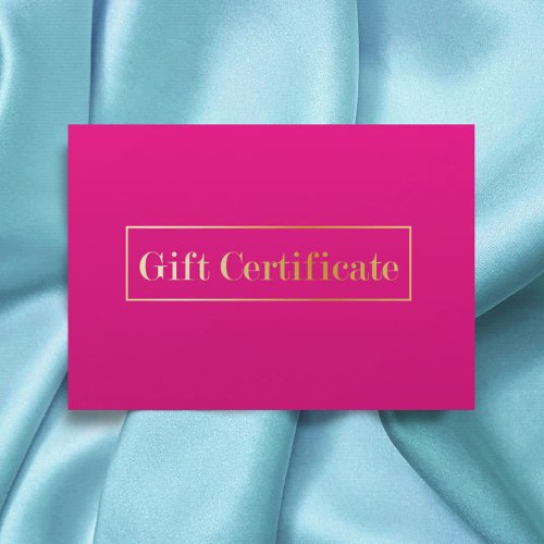 Hot Pink Modern Spa Beauty Salon Gift Certificate