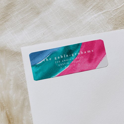 Hot Pink Modern Watercolor Return Address Label