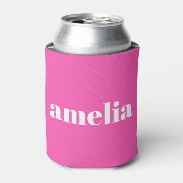 Hot Pink Monogram Can Cooler (Can Front)