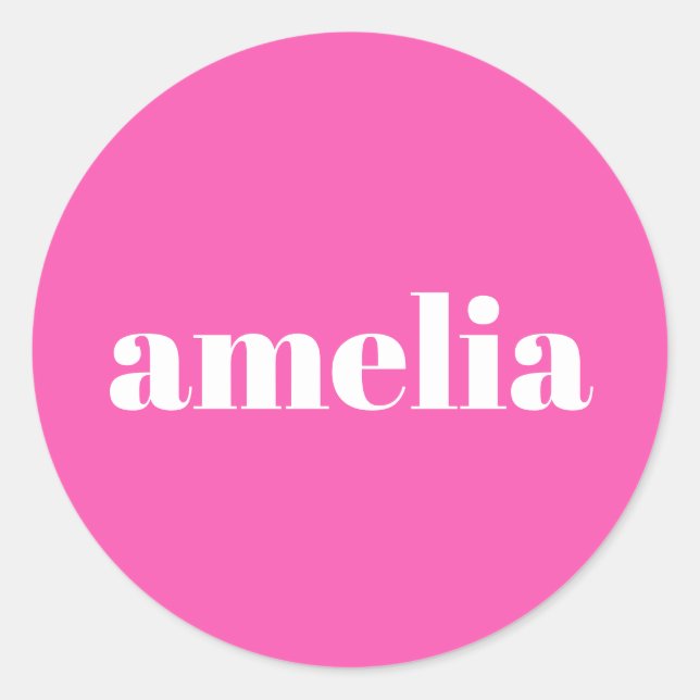 Hot Pink Monogram Classic Round Sticker (Front)