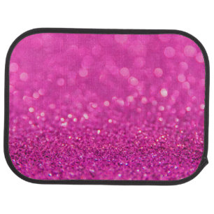 Hot Pink  Monogram Faux Glitter Set of Car Mats
