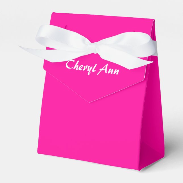 Hot Pink Monogram Favor Boxes (Front Side)