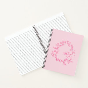 Hot Pink Monogram Girl's Back to School Notebook