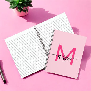 Hot Pink Monogram Girl's Back to School Notebook