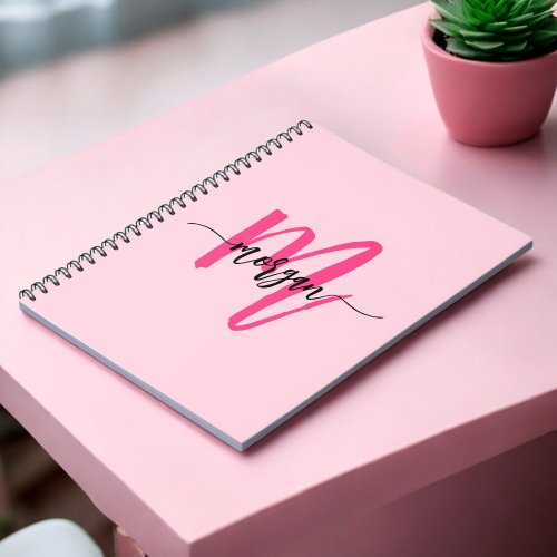 Hot Pink Monogram Girls Back to School Notebook