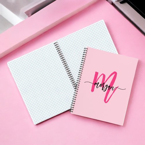 Hot Pink Monogram Girls Back to School Notebook