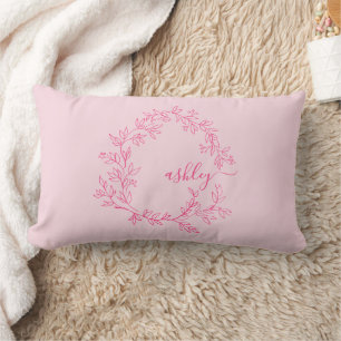 Hot Pink Monogram Girl's Dorm Room Lumbar Pillow