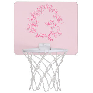 Hot Pink Monogram Girl's Dorm Room Mini Basketball Hoop