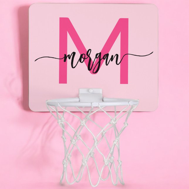 Hot Pink Monogram Girl's Dorm Room Mini Basketball Hoop (Creator Uploaded)