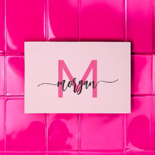 Hot Pink Monogram Girl's Dorm Room Outdoor Rug