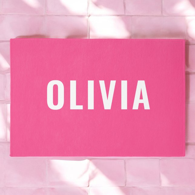 Hot Pink Monogram Girl's Dorm Room Outdoor Rug (Creator Uploaded)