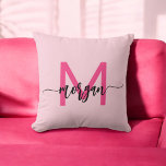 Hot Pink Monogram Girl's Dorm Room Throw Pillow<br><div class="desc">Add a pop of color to your dorm with our Hot Pink Monogram Girl's Dorm Room Pillow! This vibrant pillow features a bold hot pink design, personalized with your monogram for a chic, custom touch. Perfect for adding comfort and style to your bed or chair, it’s a must-have for any...</div>