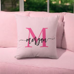Hot Pink Monogram Girl's Dorm Room Throw Pillow<br><div class="desc">Add a pop of color to your dorm with our Hot Pink Monogram Girl's Dorm Room Pillow! This vibrant pillow features a bold hot pink design, personalized with your monogram for a chic, custom touch. Perfect for adding comfort and style to your bed or chair, it’s a must-have for any...</div>