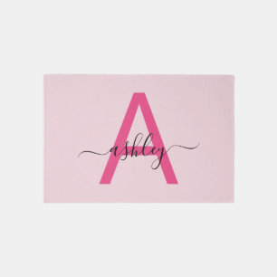 Hot Pink Monogram Girl's Room Outdoor Rug