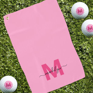 Hot Pink Monogram Golf Towel