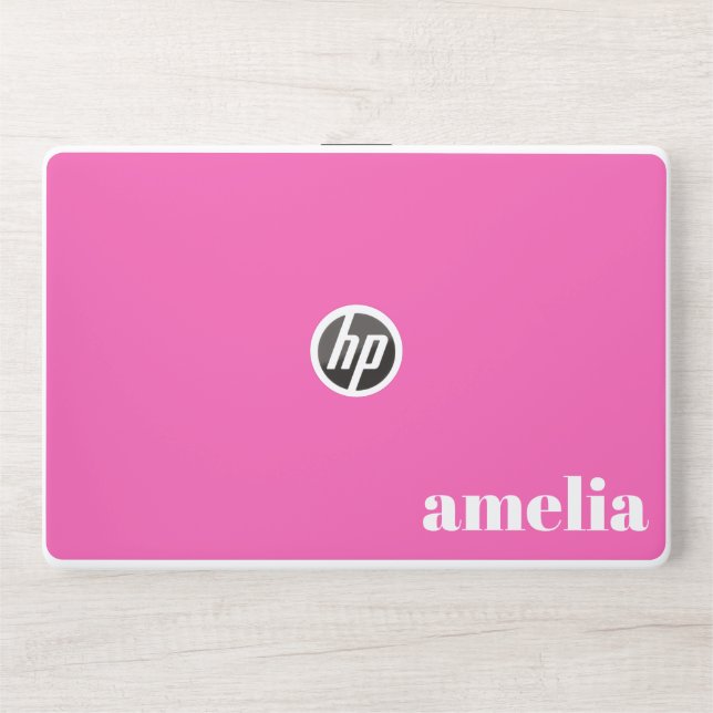 Hot Pink Monogram HP Laptop Skin (Front)