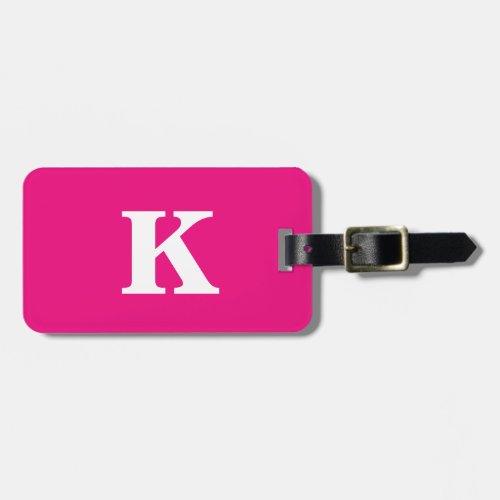  Hot Pink Monogram Initials Name Custom Color Gift Luggage Tag