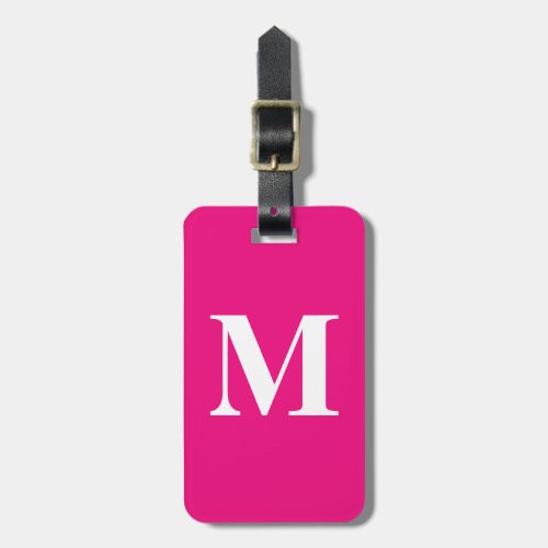  Hot Pink Monogram Initials Name Custom Color Gift Luggage Tag