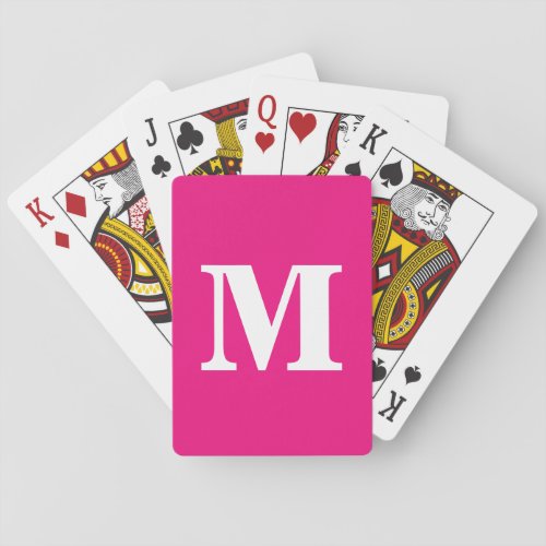  Hot Pink Monogram Initials Name Custom Color Gift Poker Cards