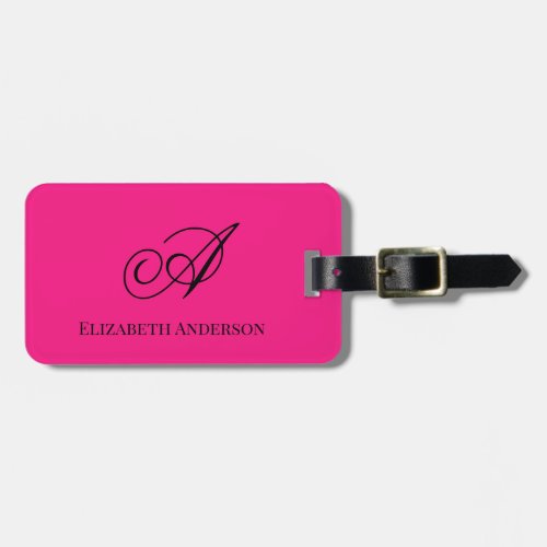 Hot Pink Monogram Luggage Tags