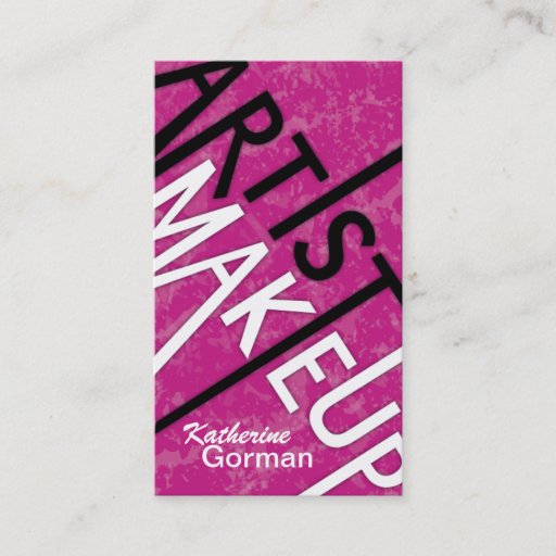 Customizable Hot PInk Monogram Makeup Artist Business Cards