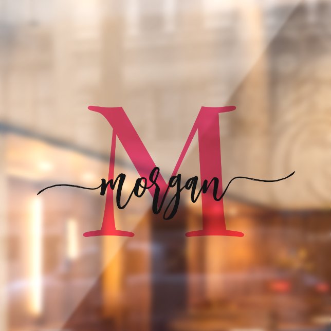 Hot Pink Monogram Name Business Corporate Window Cling (Sheet 2)