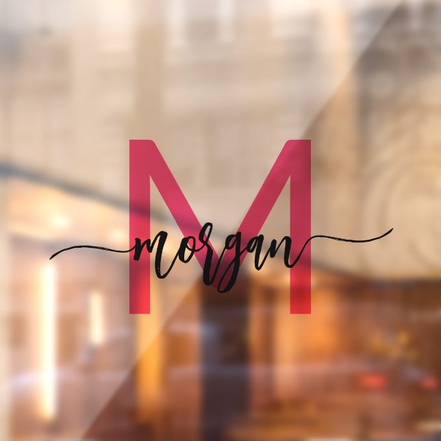 Hot Pink Monogram Name Business Corporate Window Cling (Sheet 2)