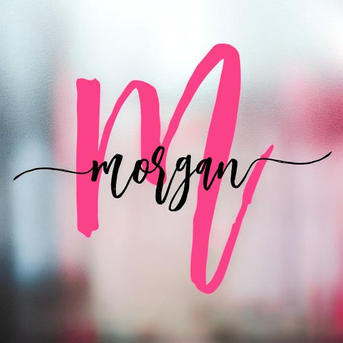 Hot Pink Monogram Name Business Corporate Window Cling