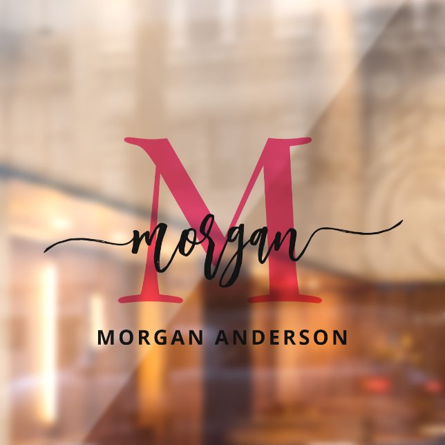 Hot Pink Monogram Name Business Corporate Window Cling (Sheet 2)